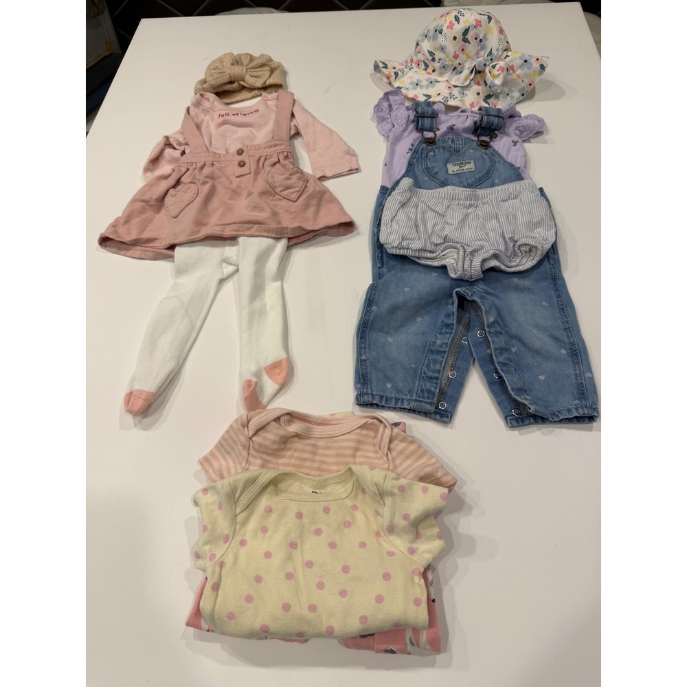 Baby Girl 6 Months Bundle OshKosh Carters Gerber Pastel Cottage Outfits